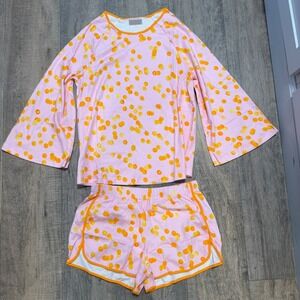 New Atlantic-Pacific x Lake Pima Penny Shorts Set Pomelo Dot Pink Orange XS